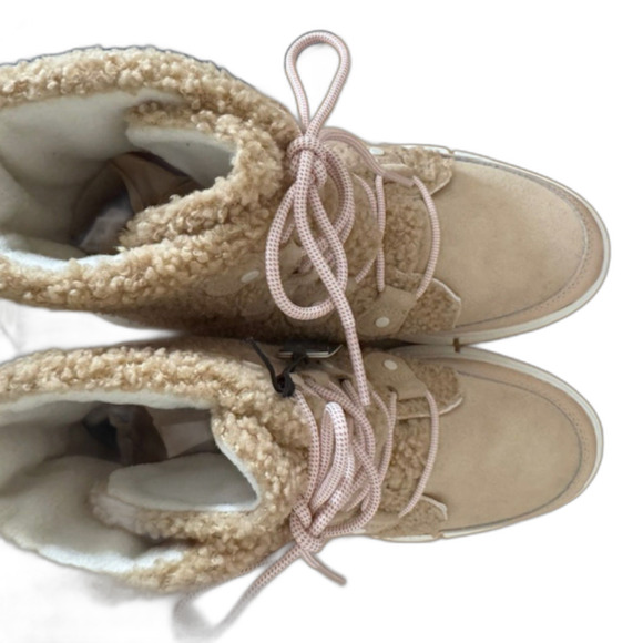 SOREL EXPLORER II LIL JOAN COZY SHERPA WATERPROOF BOOTS SIZE 9 SAND & PINK NWOB - Picture 5 of 13
